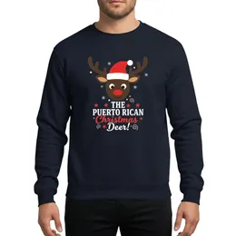 Puerto Rican Holiday Celebrators' Vibrant Flat Color Christmas Reindeer, Santa Hat, White & Red Text, Snowflakes & Stars Sweatshirt