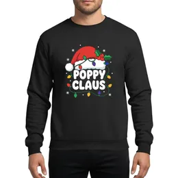 Grandpa's Christmas Playful Poppy Claus Santa Hat Retro Lights Whimsical Snowflake Art Sweatshirt