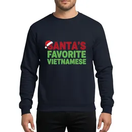 Vietnamese Heritage Enthusiasts' Festive Red Green Distressed Typographic 'Santa's Favorite Vietnamese' Graphic Sweatshirt