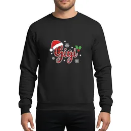 Family Holiday Enthusiast's Gigi Red Black Buffalo Plaid Script Santa Hat Holly Berries Snowflakes Sweatshirt