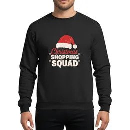 Holiday Shoppers' Distressed Red Santa Hat, Script 'Christmas,' Bold Off-White 'Shopping Squad' & Snowflake Graphic Sweatshirt