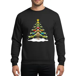 Snowboarders' & Skiers' Whimsical Ski Pole Christmas Tree Golden Star Bright Red Orange Blue Goggle Ornaments Sweatshirt