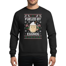 Holiday Enthusiasts' Ugly Sweater Pixel Knit 'Fueled By Eggnog' Mug, Candy Cane, Reindeer Graphic Sweatshirt