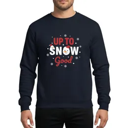 Snowman Lovers' Festive Up To Snow Good Red White Playful Snowman Design with Santa Hat and Snowflakes Sweatshirt