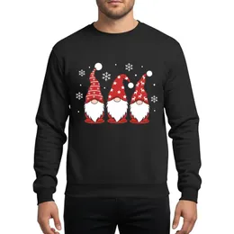 Christmas Lovers' Charming Red White Gnomes Snowflake Star Reindeer Illustration Sweatshirt