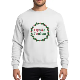 Nordic Christmas Lovers' Traditional Finnish 'Hyvää Joulua' Red Green Holly Wreath Flat Vector Design Sweatshirt
