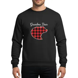 Grandmothers' Festive Family Bold Red & Black Buffalo Plaid Bear Head with White Script Sweatshirt