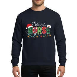 Trauma Nurse Whimsical Christmas Santa Hat Nurse Cap Stethoscope Holly Snowflake Red Green Design Sweatshirt