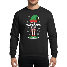 Festive Family Fun Whimsical Elf Green Hat Candy Cane Legs Holly Tattoos 'THE TATTOOED ELF' Art Sweatshirt
