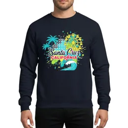 Coastal Adventure Seekers' Pink Script Santa Cruz California Retro Surf & Amusement Park Neon Splatter Sweatshirt