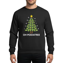 Podiatry Professionals Humorous Lime Green Footprint Christmas Tree, Yellow Star & 'OH PODIATREE' Text Sweatshirt