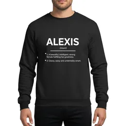 Women Named Alexis Minimalist Black & White Typographic Definition Artwork with Empowering Female Traits Sweatshirt