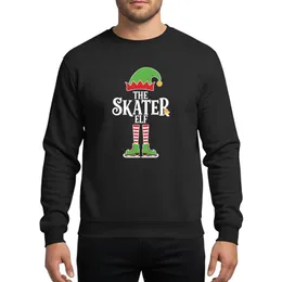 Family Christmas Whimsical Skater Elf Hat Ice Skates Red Green White Stripes Golden Bell Typography Sweatshirt