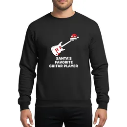 Guitar Players' Festive Red White Black Outlined Electric Guitar Santa Hat Holiday Graphic Sweatshirt