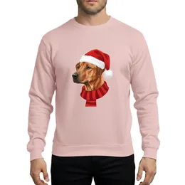 Rhodesian Ridgeback Lovers' Painterly Dog Santa Hat Red Green Black Ugly Christmas Sweater Bone Paw Print Pattern Sweatshirt