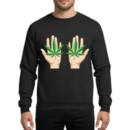 Art Enthusiasts' Symmetrical Hands Holding Distinctive Serrated Leaf Lime Emerald Green Flat Art Sweatshirt