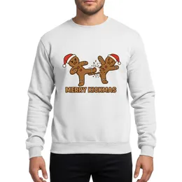 Family Christmas Enthusiasts' Humorous Gingerbread Karate Kick Dynamic Santa Hats Metallic Gold Text Sweatshirt