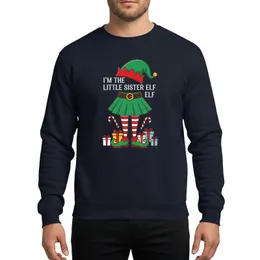Christmas Family Little Sister I'M THE LITTLE SISTER ELF Whimsical Green Elf Hat Skirt Red White Stockings Presents Candy Canes Sweatshirt