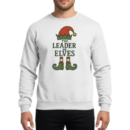 Christmas Celebrators' Distressed Red Green Elf Hat Striped Socks Yellow Bells Curly Shoes 'Leader of Elves' Vintage Graphic Sweatshirt