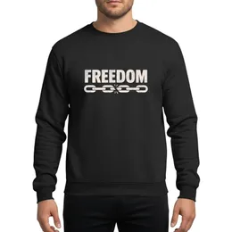 Empowered Individuals' Bold Distressed Off-White 'FREEDOM' Text Broken Chain Grunge Art Sweatshirt