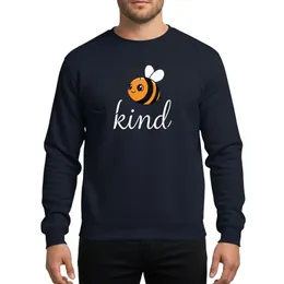 Kindness Advocates' Whimsical Yellow Black White Striped Bee Kind Script Design Sweatshirt