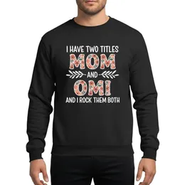 Dual Role Moms' & Grandmas' Floral MOM OMI Black Panel with White Script & Terracotta Blooms Sweatshirt