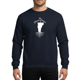 Vermont Lovers' Solid White Home Grown Script, State Silhouette, Elegant Sprout & Roots Sweatshirt