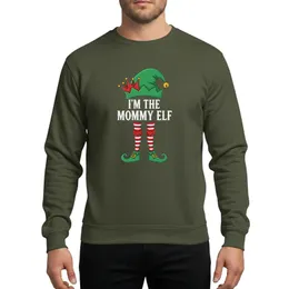 Moms' Playful 'I'm The Mommy Elf' Green Red Crown Hat Golden Jingle Bell Striped Socks Sweatshirt