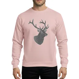 Nature Lovers' Majestic Elk Head Intricate White Line Art Charcoal Grey Engraving Sweatshirt