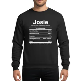 Women's White Minimalist Typographic Josie Nutrition Label, Sassy Empowering Attributes Sweatshirt