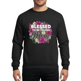 Mothers' White Blessed To Be Called Text Pink Mom Script Deep Magenta Lily Lavender Plumeria Floral Art Sweatshirt