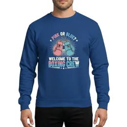 Expecting Parents Distressed Vintage Boxing Gloves Pink Blue Arced 'Pink or Blue?' Split Block Text Sweatshirt