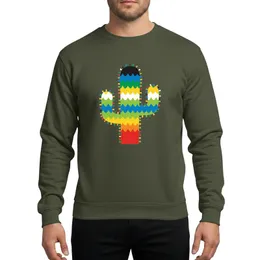 Southwestern Style Fans Vibrant Pinata Cactus Folk Art Design with Wavy Multi-Color Stripes and Fringed Spikes Sweatshirt