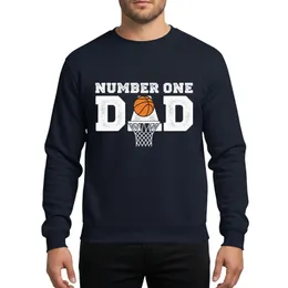 Basketball Dads' White Orange Distressed Grunge 'NUMBER ONE DAD' Basketball Hoop Graphic Sweatshirt