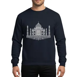 India Admirers' Intricate White Taj Mahal Line Art Geometric Floral Scrollwork Sweatshirt