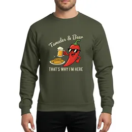 Festive Food Lovers' Vintage Distressed Red Chili Character, Sunglasses, Amber Beer, Yellow Tamales Artwork Sweatshirt