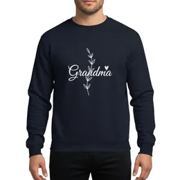 Grandmothers' Elegant White Script Grandma Heart Minimalist Off-White Botanical Vine Sweatshirt