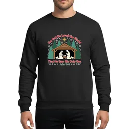 Faithful Christmas Celebrants' Rustic Nativity Deep Forest Green Red John 3:16 Flat Art Sweatshirt