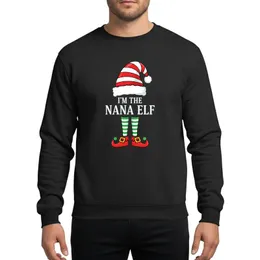 Women's Whimsical 'I'M THE NANA ELF' Red Green Striped Hat & Stockings Holiday Graphic Sweatshirt