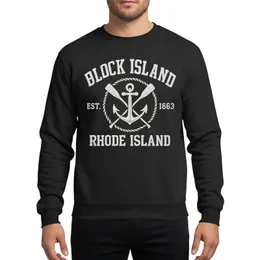 Block Island Nautical Enthusiasts' White Vintage Collegiate Crest with Distressed Oars & Anchor Sweatshirt