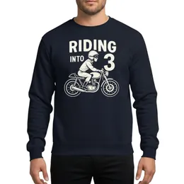 Young Rider's 3rd Birthday Vintage Cafe Racer Motorcycle White Distressed Grunge Art Sweatshirt