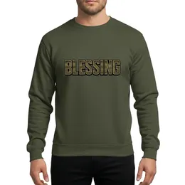 Camouflage Style Fans' Bold Woodland Camo 'BLESSING' Lettering 3D Graphic Sweatshirt