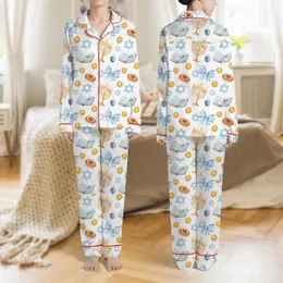 Women's Watercolor Light Blue Golden Hanukkah Menorah Dreidel Star of David Gelt Pattern Satin Pajamas Set