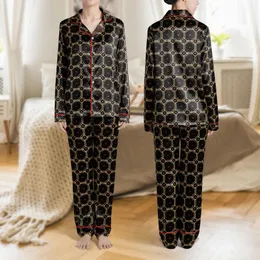 Women's Sophisticated Black Geometric Chain-Link Pattern with Metallic Gold Lines, Crimson & Taupe Ovals Satin Pajamas Set