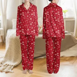 Holiday Enthusiasts' Vibrant Red White Hand-Drawn Ho Ho Ho Snowflake Tree Starburst Pattern Satin Pajamas Set