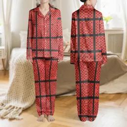 Women's Vibrant Red & Solid Black Bold Geometric Grid Interlocking Star Pattern Satin Pajamas Set