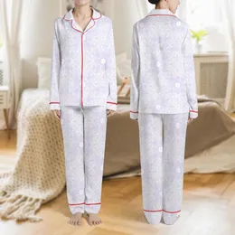 Women's Pastel Lavender Creamy White Delicate Stylized Lace Abstract Botanical Seamless Print Satin Pajamas Set