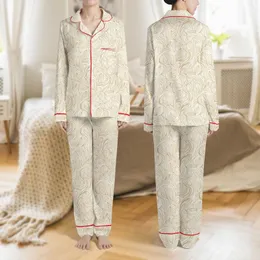 Women's Elegant Abstract Organic Pattern: Intertwining Natural Forms in Soft Beige & Muted Gold Satin Pajamas Set
