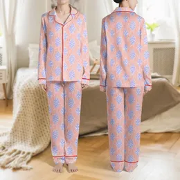 Women's Cozy Pastel Lavender Soft Salmon Pink Interwoven Cable Knit Pattern Satin Pajamas Set