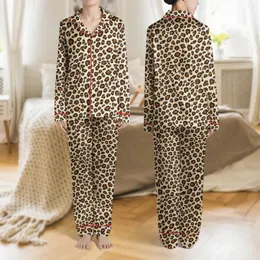 Women's Organic Creamy Beige Leopard Spot Pattern with Chocolate & Umber Satin Pajamas Set